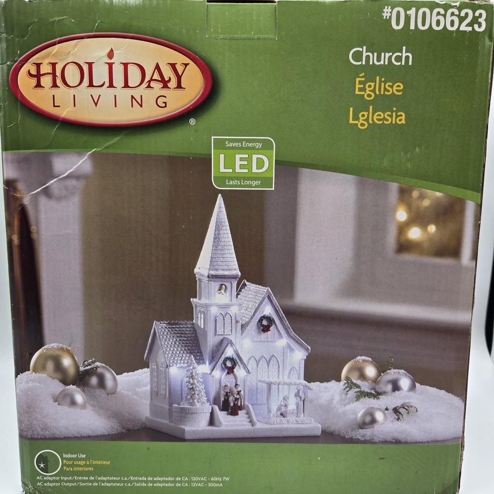 Vtg Holiday Living Cathedral Church LED Collectible Christmas Village Nos‎ Rare